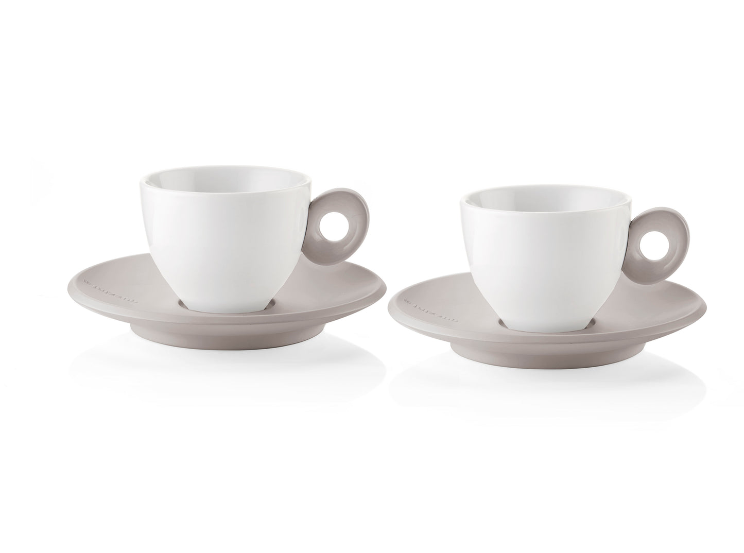 Guzzini Everyday set of 2 cups w/ saucer mustard taupe