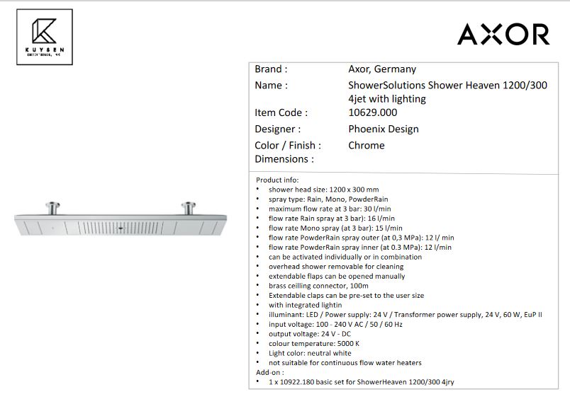 Axor Shower Heaven 1200/300 4jets, Chrome 10629.000