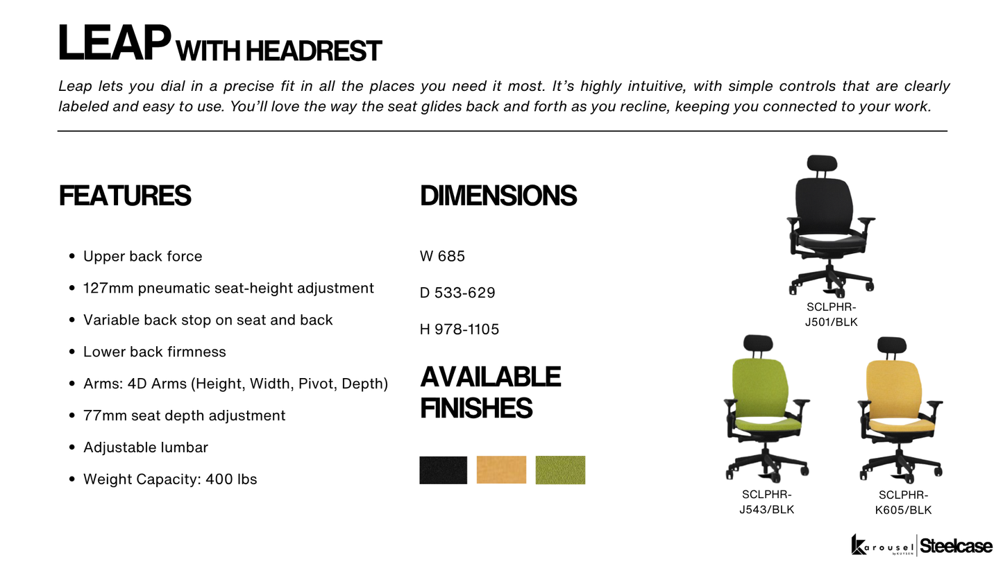 Steelcase LEAP with headrest wasabi/black SCLPHR-J543/BLK