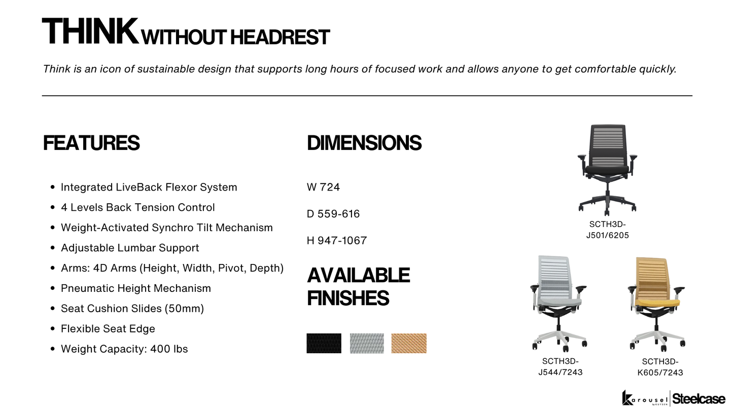 Steelcase THINK without headrest 3Dknit nickel/seagull SCTH3D-J544/7243