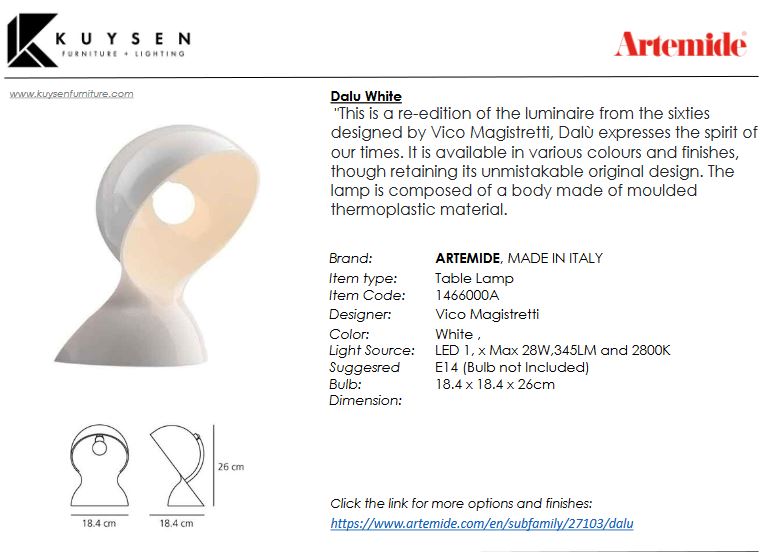 Artemide Dalu Table Lamp