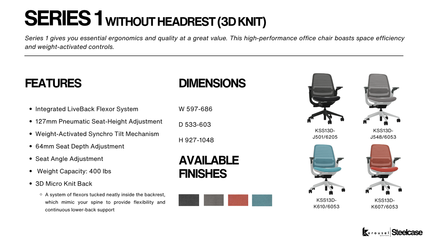 Steelcase SERIES1 without headrest 3Dknit lagoon/seagull KSS13D-K610/6053