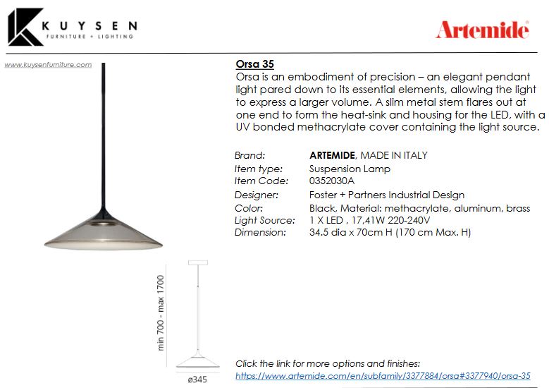 Artemide Orsa 35 Pendant Lamp 0352030A