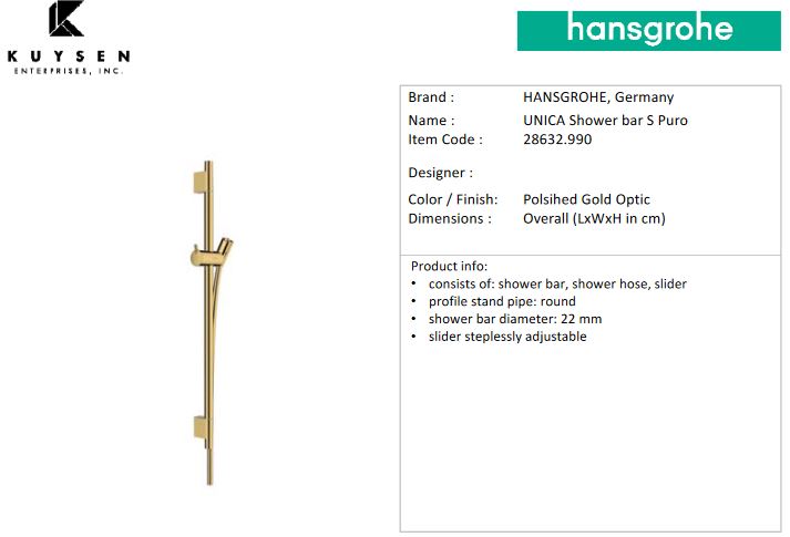 Hansgrohe Metropol Unica'S Puro wall bar 650mm 28632.990