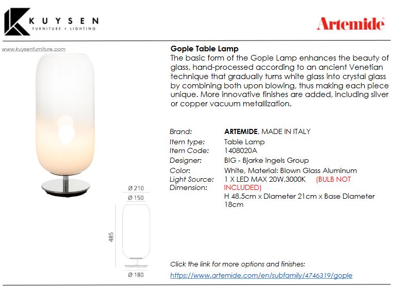 Artemide Gople Table Lamp