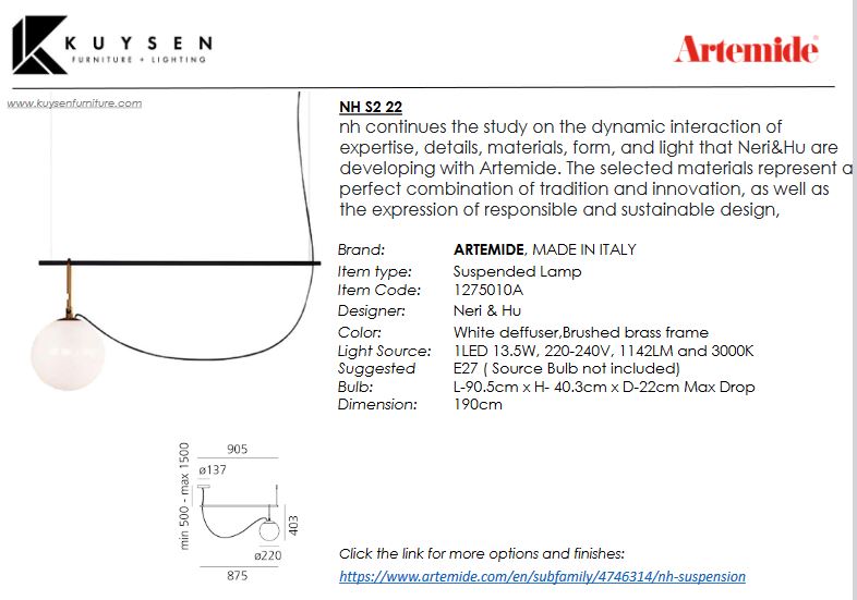 Artemide NH S2 22 Suspension Lamp