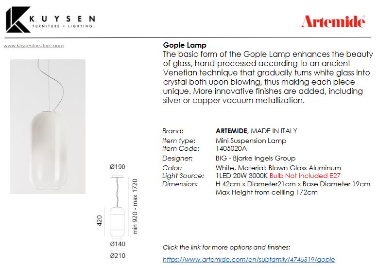 Artemide Gople Pendant Lamp