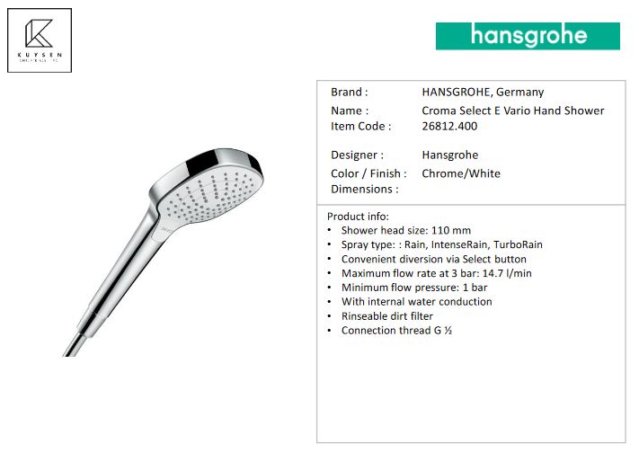 Hansgrohe Croma Select E Vario handshower 26812.400