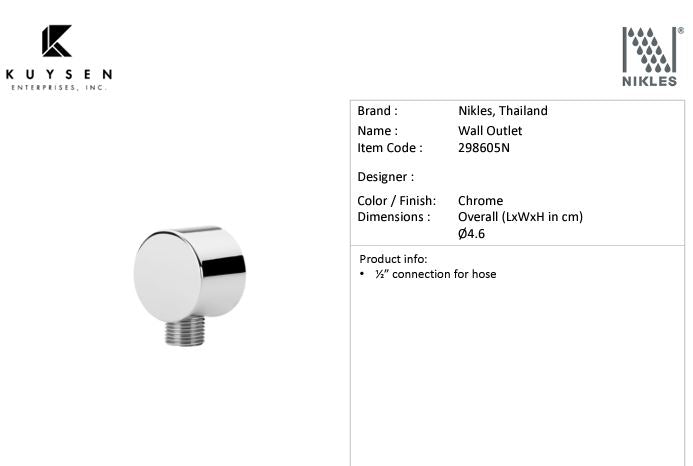 Nikles Wall outlet 1/2" 298605N