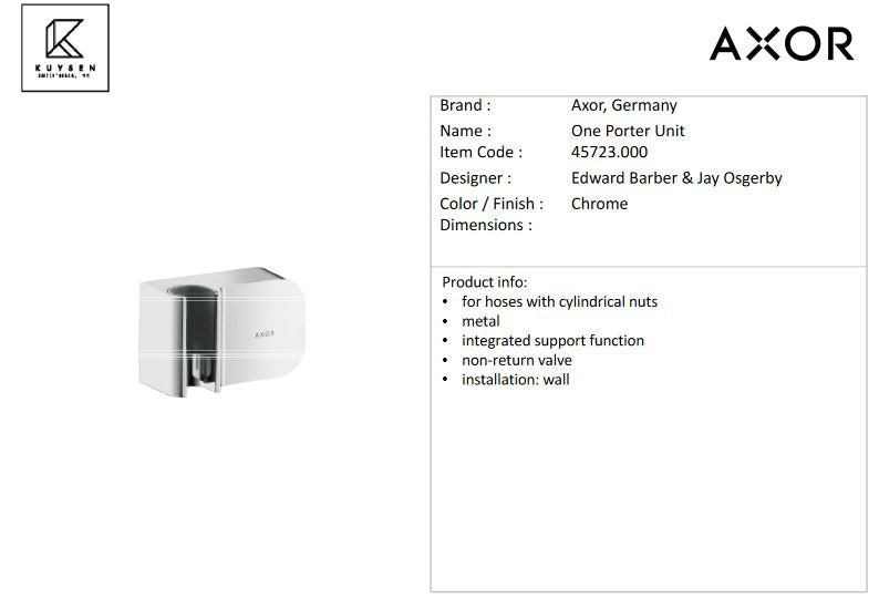 Axor ONE Fixfit Wall outlet with Porter shower holder, Chrome 45723.000