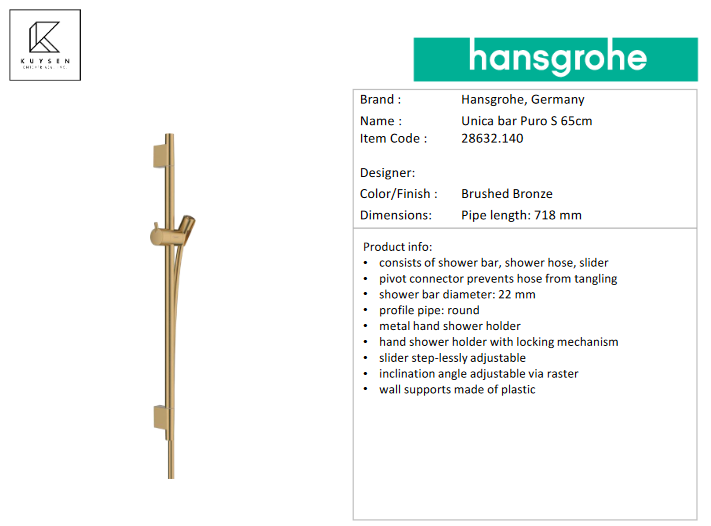 Hansgrohe Talis E Unica'S Puro wall bar 650mm BBR 28632.140