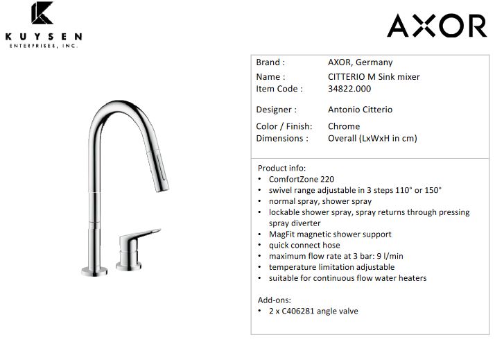 Axor Citterio M 2hole Sink mixer 34822.000