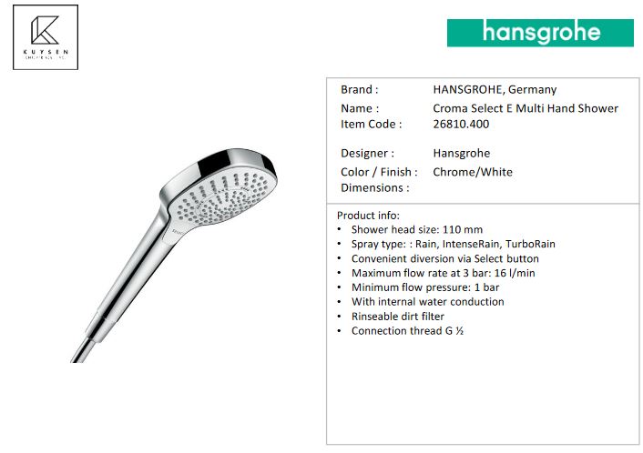 Hansgrohe Croma Select E Multi handshower 26810.400.