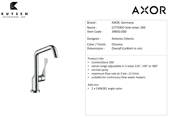Axor Citterio Sink mixer 39850.000