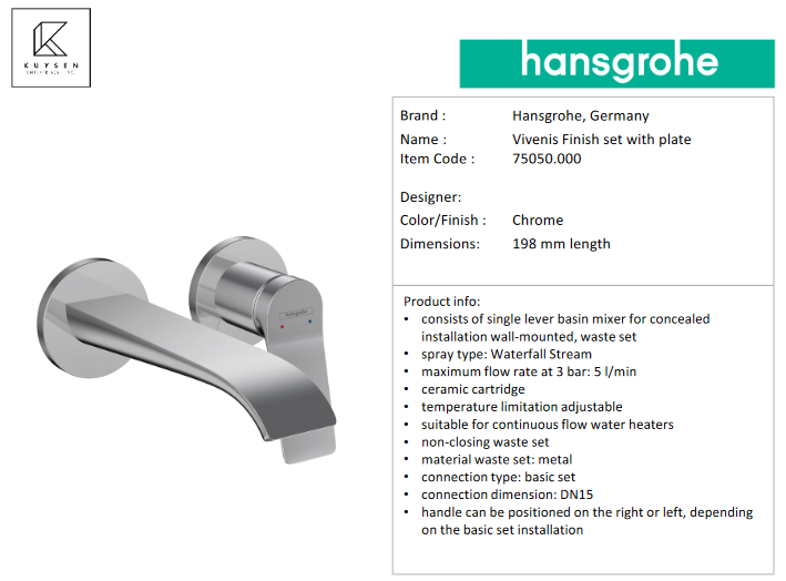Hansgrohe Vivenis Vivenis 2hole basin mixer 75050.000