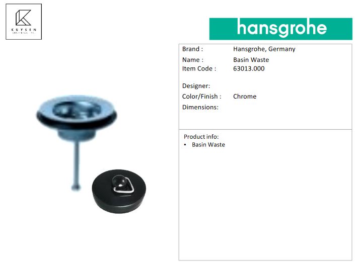 Hansgrohe Basin waste 63013.000