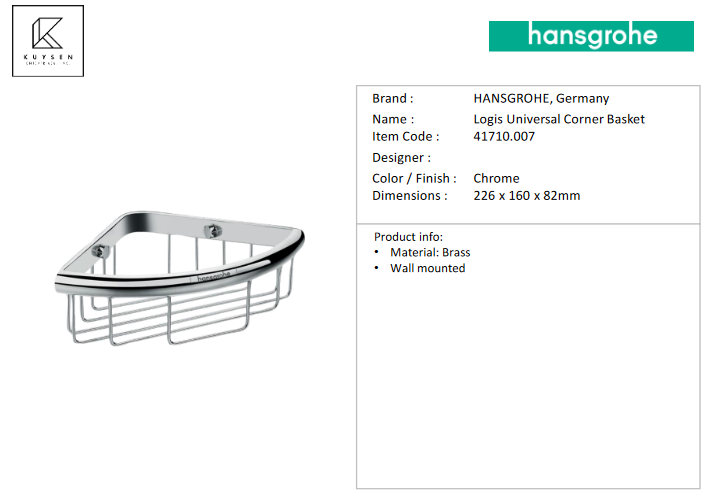 Hansgrohe Logis Universal Corner basket 41710.007
