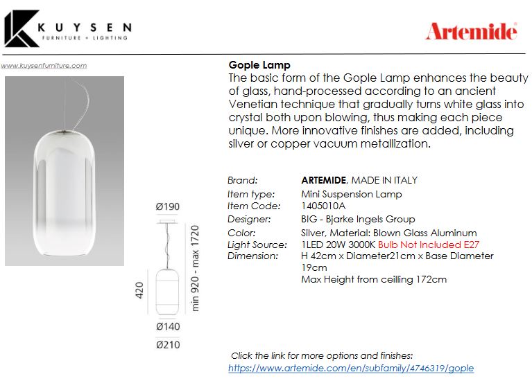 Artemide Gople Pendant Lamp