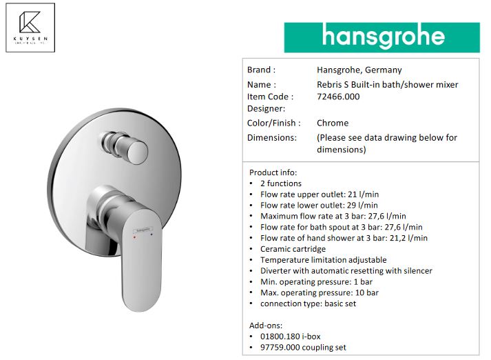 Hansgrohe Rebris S bath mxr concealed fin.set 72466.000