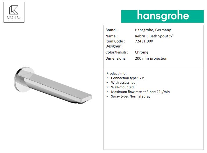 Hansgrohe Rebris E bath spout DN20 72431.000
