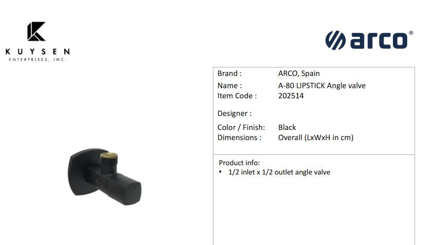Arco A80 lipstick black 1/2x1/2 M/cubo 202514