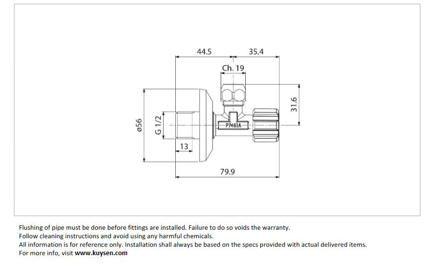 Albertoni Angle Valve 1/2M inlet x 3/8 with nut for Ø10mm tube C406281