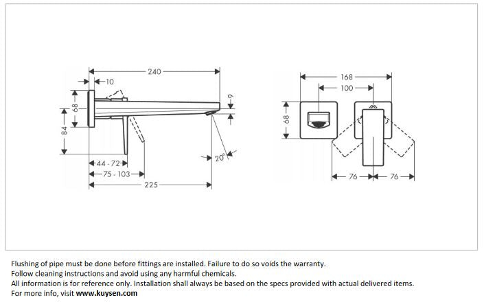 Hansgrohe Metopol 2hole wall basin mixer 32526.990