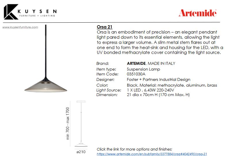 Artemide Orsa 21 Pendant Lamp 0351030A