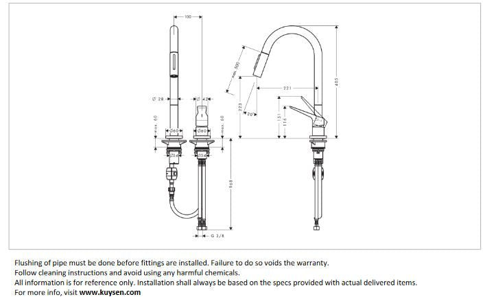 Axor Citterio M 2hole Sink mixer 34822.000