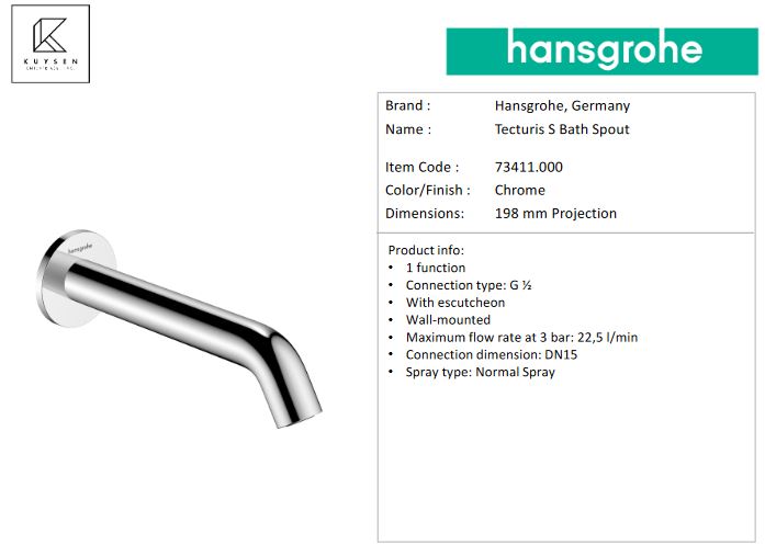Hansgrohe Tecturis S bath spout 73411.000