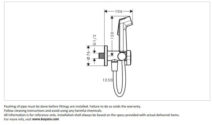 Hansgrohe Shattaf S bidet 1jet with holder, Chrome 29230.000