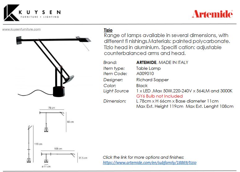 Artemide Tizio Table Lamp