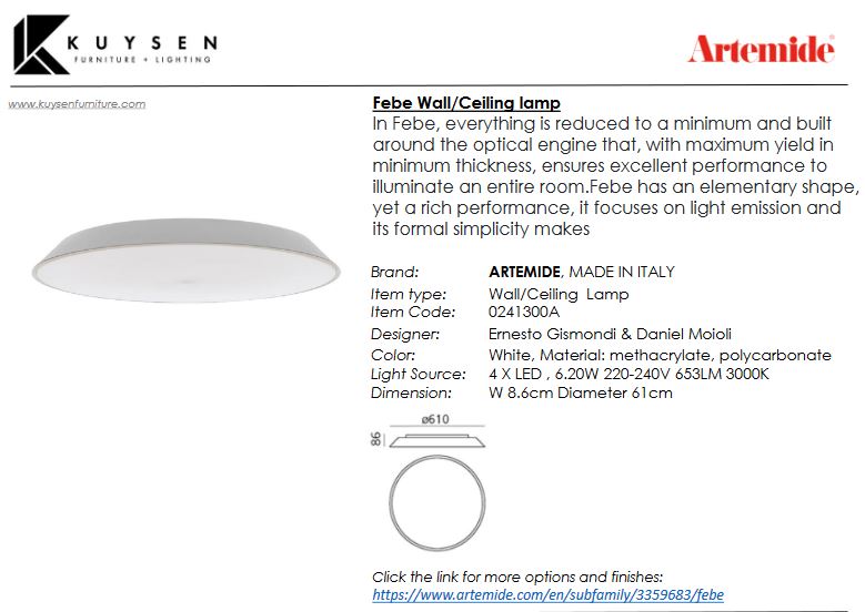 Artemide Febe Ceiling or Wall Light