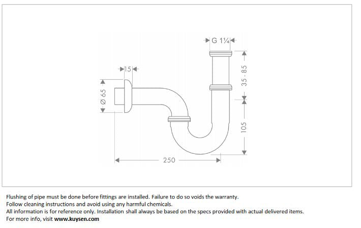 Hansgrohe Basin P-trap 1-1/4" 53002.000