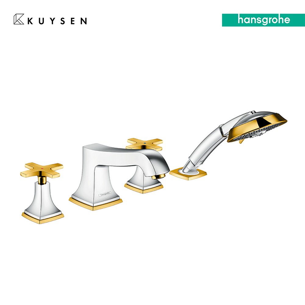 Hansgrohe Metropol Classic 4Hole rim mounted tub mixer (cross) with 13444.180 basic set 31449.090