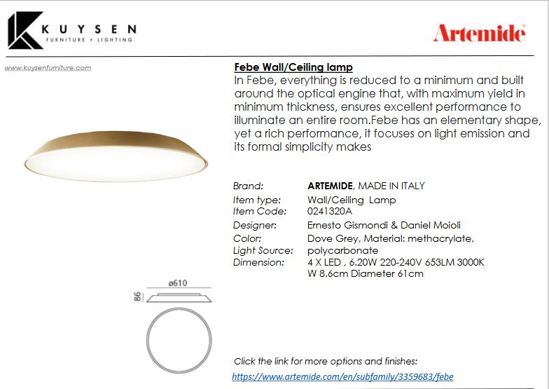 Artemide Febe Ceiling or Wall Light
