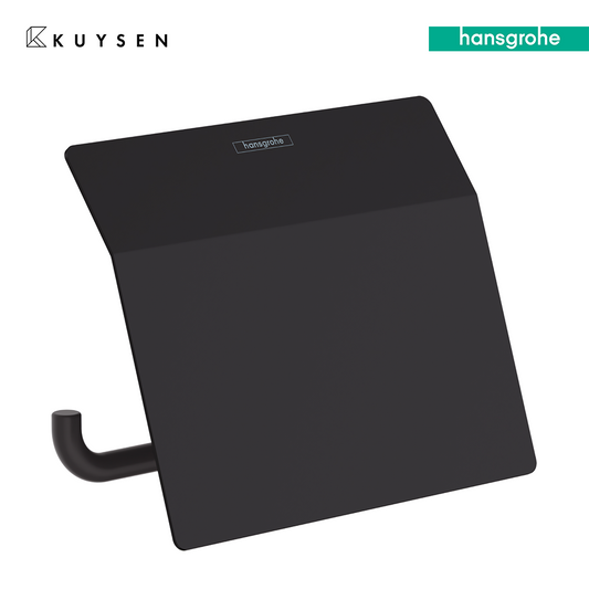 Hansgrohe AddStoris Roll holder with lid, Matt Black 41753.677