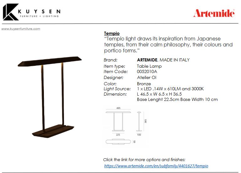 Artemide Tempio Table Lamp 0052010A