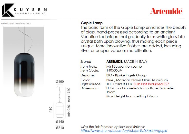 Artemide Gople Pendant Lamp