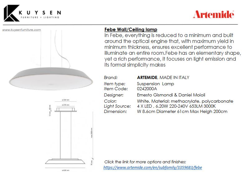 Artemide Febe Ceiling or Wall Light