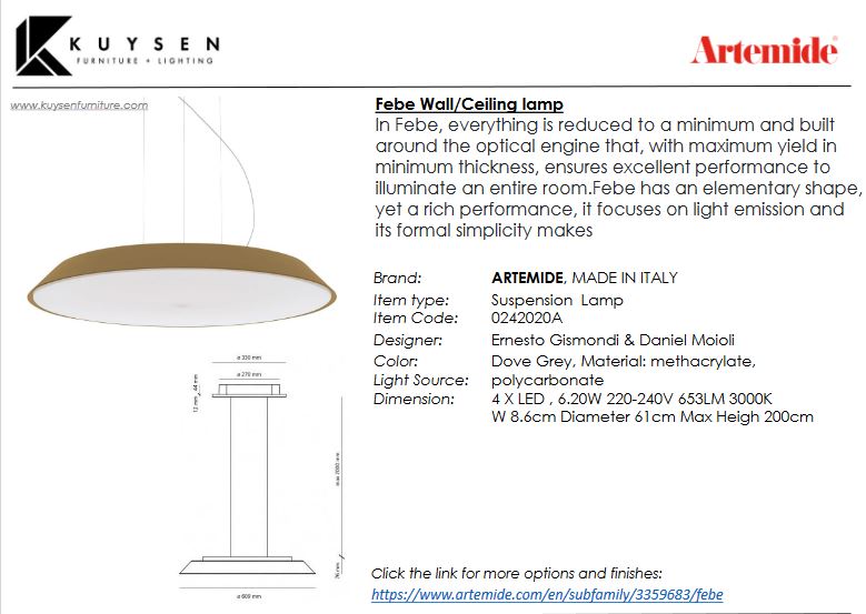 Artemide Febe Ceiling or Wall Light