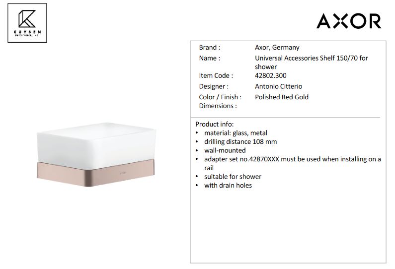 Axor Universal Accessories Shelf 150/70 for shower 42802.300
