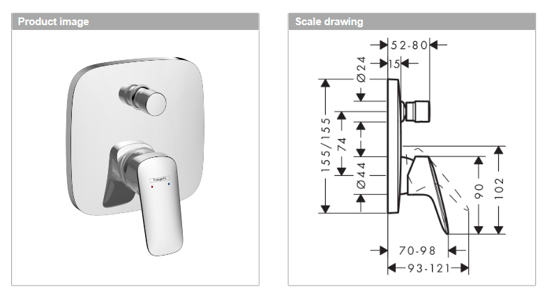 Hansgrohe Logis Built-in bath/shower mixer 71405.000