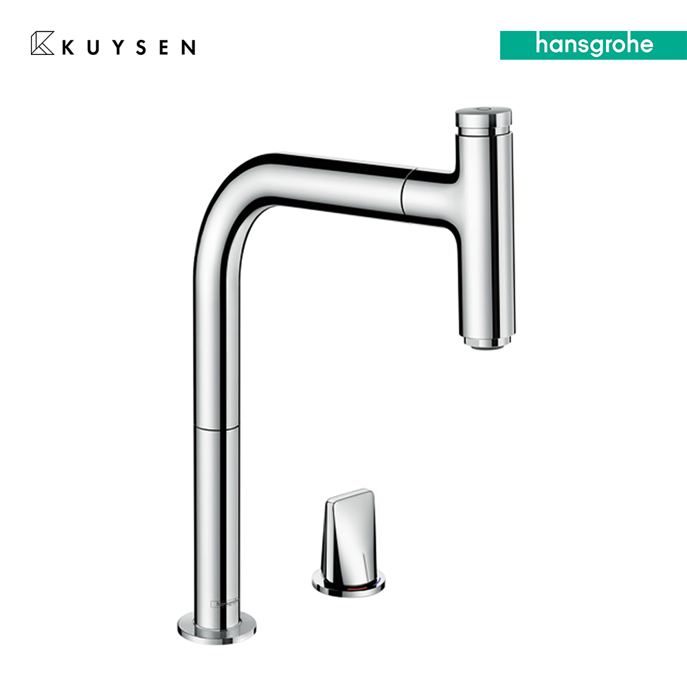 Hansgrohe Metris Select 200 2-hole single lever with pull-out spray 73804.000