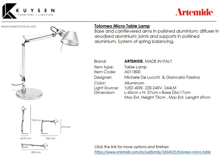 Artemide Tolomeo Micro Table Lamp