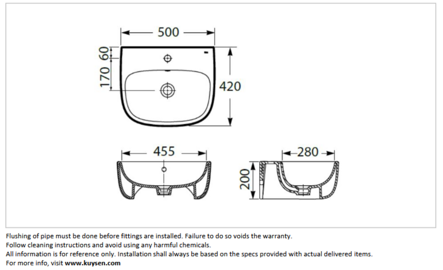 Roca Junior wall hung basin 1TH 50x42cm A32756D00C
