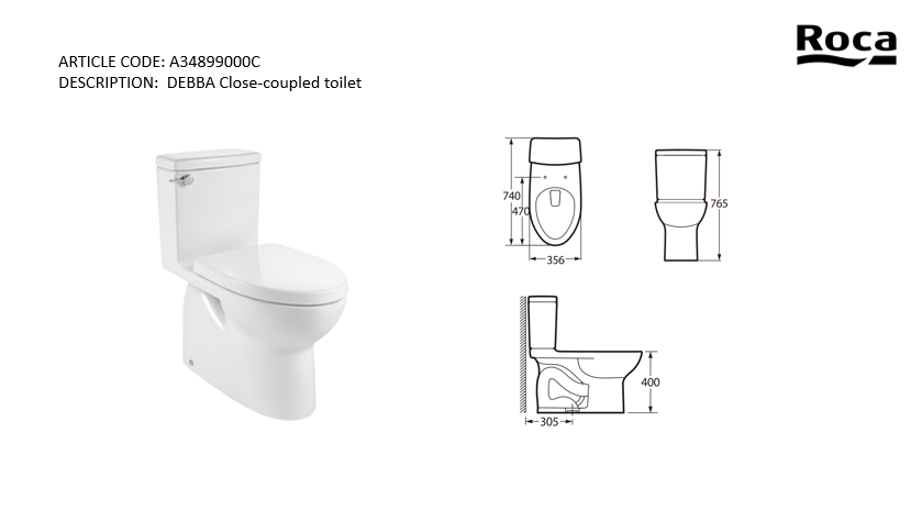 Roca Debba 2-piece (single flush 4.5L) A34899000C