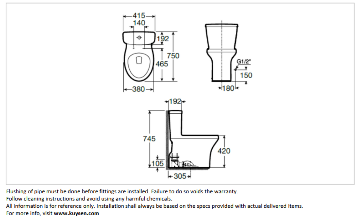 Roca New Georgia 1pc toilet s-trap 305mm A3490R700C