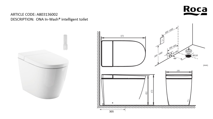 Roca Ona In-wash intelligent toilet A803136002
