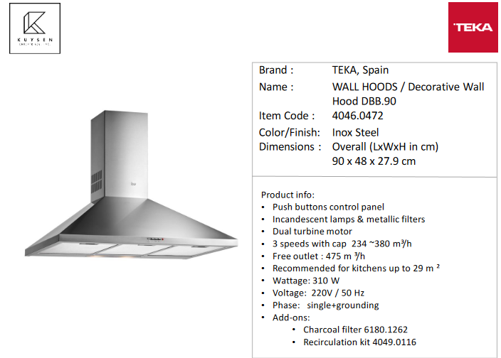 Teka Decorative Wall Hood 4046.0472